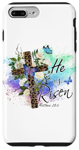 He Is Risen Christliches Osterkreuz mit Leopardenmuster Hülle für iPhone 7 Plus/8 Plus von Shopp
