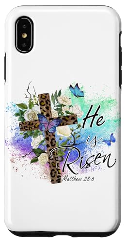 He Is Risen Christliches Osterkreuz mit Leopardenmuster Hülle für iPhone XS Max von Shopp