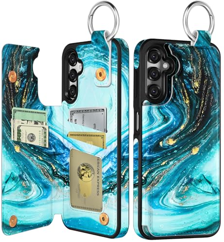Shorogyt Schutzhülle für Samsung Galaxy A16 – niedliches modisches Cyan-Design mit Kartenhalter, Ständer für Magnetverschluss, Rückseiten-Klapphülle aus Leder, für Mädchen und Herren Shorogyt Schutzhülle für Samsung Galaxy A16 – niedliches modisches Cyan-Design mit Kartenhalter, Ständer für Magnetverschluss, Rückseiten-Klapphülle aus Leder, für Mädchen und Herren von Shorogyt