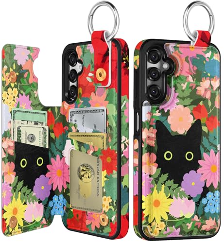 Shorogyt Schutzhülle für Samsung Galaxy A16 – niedliches modisches Katzen- und Blumen-Design mit Kartenhalter, Ständer für Magnetverschluss, Leder-Telefonhüllen für Mädchen und Herren Shorogyt Schutzhülle für Samsung Galaxy A16 – niedliches modisches Katzen- und Blumen-Design mit Kartenhalter, Ständer für Magnetverschluss, Leder-Telefonhüllen für Mädchen und Herren von Shorogyt