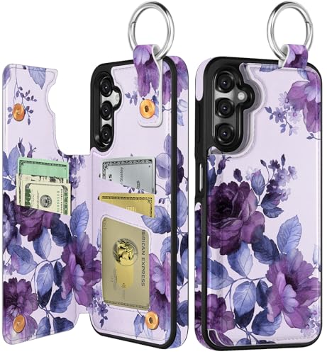 Shorogyt Schutzhülle für Samsung Galaxy A16 – niedliches modisches lila Blumen-Design mit Kartenhalter, Ständer für Magnetverschluss, Leder-Telefonhüllen für Mädchen und Herren Shorogyt Schutzhülle für Samsung Galaxy A16 – niedliches modisches lila Blumen-Design mit Kartenhalter, Ständer für Magnetverschluss, Leder-Telefonhüllen für Mädchen und Herren von Shorogyt