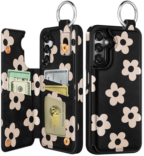 Shorogyt Schutzhülle für Samsung Galaxy A16 – niedliches modisches schwarzes Blumen-Design mit Kartenhalter, Ständer für Magnetverschluss, Leder-Telefonhüllen für Mädchen und Herren Shorogyt Schutzhülle für Samsung Galaxy A16 – niedliches modisches schwarzes Blumen-Design mit Kartenhalter, Ständer für Magnetverschluss, Leder-Telefonhüllen für Mädchen und Herren von Shorogyt