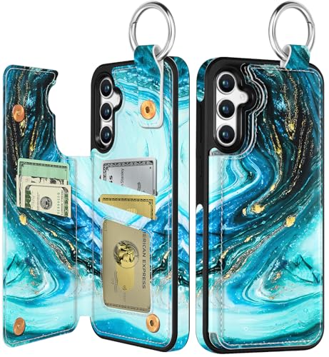 Shorogyt Schutzhülle für Samsung Galaxy A55 – niedliches modisches Cyan-Design mit Kartenhalter, Ständer für Magnetverschluss, Klappetui, Leder-Telefonhüllen für Mädchen und Herren Shorogyt Schutzhülle für Samsung Galaxy A55 – niedliches modisches Cyan-Design mit Kartenhalter, Ständer für Magnetverschluss, Klappetui, Leder-Telefonhüllen für Mädchen und Herren von Shorogyt