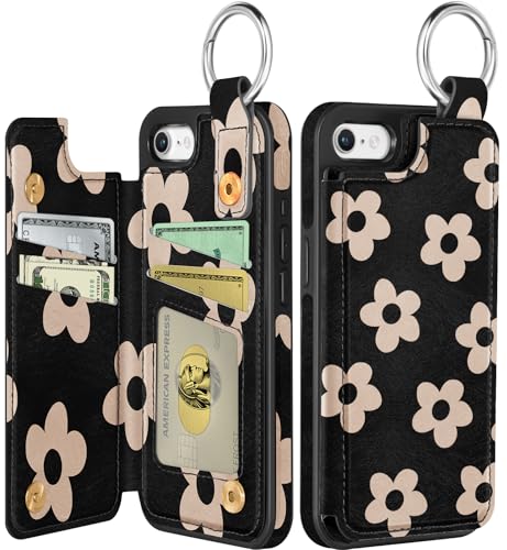 Shorogyt Schutzhülle für iPhone 16e, niedliches modisches schwarzes Blumen-Design mit Kartenhalter, Ständer für Magnetverschluss, Leder-Telefonhüllen für Mädchen und Herren Shorogyt Schutzhülle für iPhone 16e, niedliches modisches schwarzes Blumen-Design mit Kartenhalter, Ständer für Magnetverschluss, Leder-Telefonhüllen für Mädchen und Herren von Shorogyt