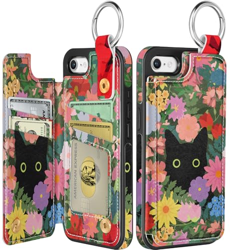 Shorogyt Schutzhülle für iPhone 16e – niedliches modisches Katzen- und Blumen-Design mit Kartenhalter, Ständer für Magnetverschluss, Leder-Telefonhüllen für Mädchen und Herren Shorogyt Schutzhülle für iPhone 16e – niedliches modisches Katzen- und Blumen-Design mit Kartenhalter, Ständer für Magnetverschluss, Leder-Telefonhüllen für Mädchen und Herren von Shorogyt