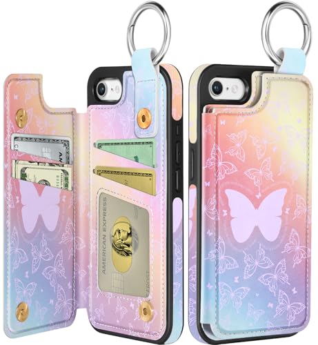 Shorogyt Schutzhülle für iPhone 16e – niedliches modisches Schmetterlings-Design mit Kartenhalter, Ständer für Magnetverschluss, Rückseiten-Klapphülle aus Leder, für Mädchen und Herren Shorogyt Schutzhülle für iPhone 16e – niedliches modisches Schmetterlings-Design mit Kartenhalter, Ständer für Magnetverschluss, Rückseiten-Klapphülle aus Leder, für Mädchen und Herren von Shorogyt