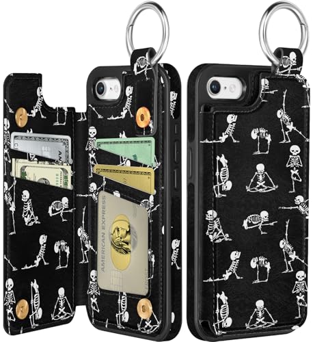 Shorogyt Schutzhülle für iPhone 16e – niedliches modisches Totenkopf-Design mit Kartenhalter, Ständer für Magnetverschluss, Leder-Telefonhüllen für Mädchen und Herren Shorogyt Schutzhülle für iPhone 16e – niedliches modisches Totenkopf-Design mit Kartenhalter, Ständer für Magnetverschluss, Leder-Telefonhüllen für Mädchen und Herren von Shorogyt