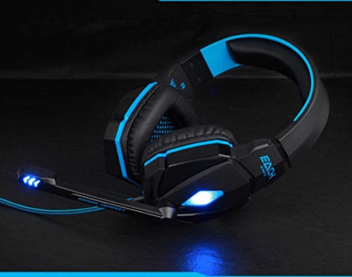 Shot Case Gamer-Kopfhörer mit Mikrofon und Fernbedienung für PC Medion LED Soundregler Universal USB Klinke Blau von Shot Case