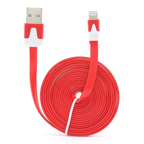 Shot Case Noodle-Kabel, 3 m, Lightning, für iPhone 8, Apple 3 m, USB-Ladegerät für Smartphone, Anschluss (Rot) von Shot Case