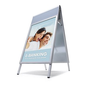 Showdown® Displays Kundenstopper Compasso C1 silber DIN A1 2 Fächer von Showdown® Displays