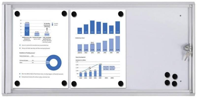 Showdown® Displays Economy XS Schaukasten 3x DIN A4 keine-Fach silber von Showdown® Displays