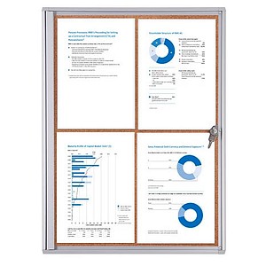 Showdown® Displays Schaukasten Economy XS Kork silber 4x DIN A4 von Showdown® Displays