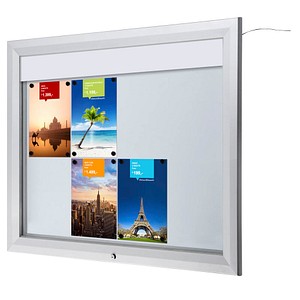Showdown® Displays Schaukasten T LED silber 8x DIN A4 von Showdown® Displays