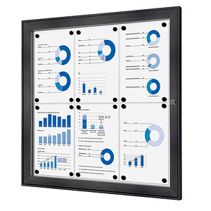 Showdown® Displays Schaukasten grau 6x DIN A4 von Showdown® Displays