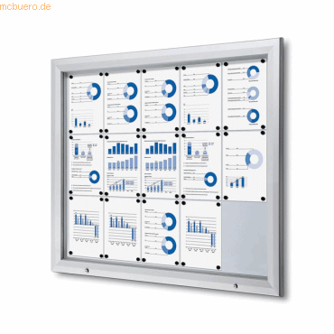 Showdown Schaukasten Outdoor 15xA4 silber von Showdown