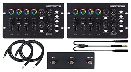 Showlite LDO-10 MKII FS LED DMX Operator + Footswitch Dual Set - 2x DMX-Controller für LED-Scheinwerfer - Ideal für Alleinunterhalter, Bands oder Kneipen - Set inklusive Fußfernsteuerung und 3 Kabel von Showlite