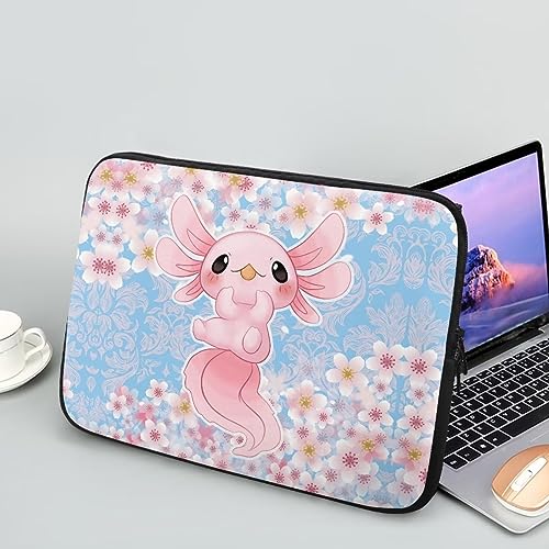 Showudesigns Sakura Axolotl Computer-Hülle für Damen, tragbare Laptoptasche, 30,5 cm (12 Zoll), Laptophülle, für Geschäftsreisen, Büro, Tablet-Tasche, rosa Aktentasche, Kirschblüte von Showudesigns