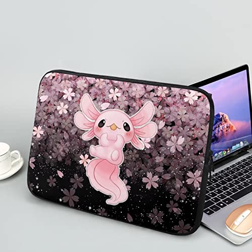 Showudesigns Sakura Axolotl Laptoptasche für Damen und Mädchen, Neopren, Laptophülle, 30,5 cm (12 Zoll), tragbare Zubehörtasche für Freunde, Tablet-Tasche, Kirschblüten von Showudesigns