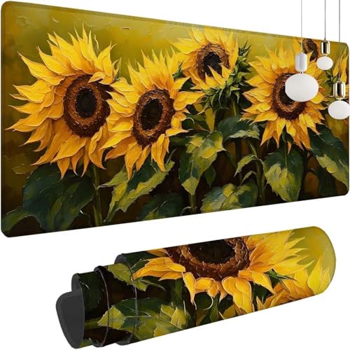 Anlage Sonnenblume Mauspad XXL 1000x600x3mm, Speed Gaming Mousepad, Schreibtischunterlage mit Rutschfester Gummibasis, Großer Schreibtisch Schutz Mauspad, Gaming Zubehör für Office Zimmer Deko Z-482 von Shozhoo