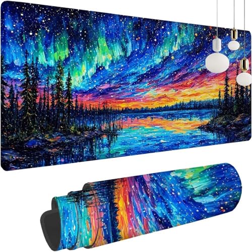Groß Gaming Mauspad Aurora Wald, Mousepad XXL 600x300x3mm, Tischunterlage Large Size, Stabiler Halt auf glatten Oberflächen, Verbessert Präzision und Geschwindigkeit für Office Home Zimmer Deko Z-282 Groß Gaming Mauspad Aurora Wald, Mousepad XXL 600x300x3mm, Tischunterlage Large Size, Stabiler Halt auf glatten Oberflächen, Verbessert Präzision und Geschwindigkeit für Office Home Zimmer Deko Z-282 von Shozhoo
