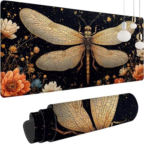 Groß Gaming Mauspad Blume Libelle, Mousepad XXL 600x300x3mm, Tischunterlage Large Size, Stabiler Halt auf glatten Oberflächen,Verbessert Präzision und Geschwindigkeit für Office Home Zimmer Deko Z-264 Groß Gaming Mauspad Blume Libelle, Mousepad XXL 600x300x3mm, Tischunterlage Large Size, Stabiler Halt auf glatten Oberflächen,Verbessert Präzision und Geschwindigkeit für Office Home Zimmer Deko Z-264 von Shozhoo