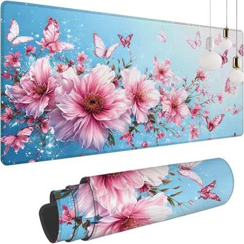 Groß Gaming Mauspad Blume Schmetterling, Mousepad XXL 1200x600x3mm, Tischunterlage Large Size, Stabiler Halt auf glatten Oberflächen,Verbessert Präzision und Geschwindigkeit für Home Zimmer Deko Z-250 Groß Gaming Mauspad Blume Schmetterling, Mousepad XXL 1200x600x3mm, Tischunterlage Large Size, Stabiler Halt auf glatten Oberflächen,Verbessert Präzision und Geschwindigkeit für Home Zimmer Deko Z-250 von Shozhoo
