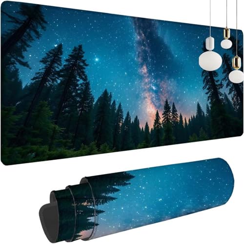 Groß Gaming Mauspad Wald Sternenhimmel, Mousepad XXL 700x400x3mm, Tischunterlage Large Size, Stabiler Halt auf glatten Oberflächen, Verbessert Präzision und Geschwindigkeit für Home Zimmer Deko Z-411 Groß Gaming Mauspad Wald Sternenhimmel, Mousepad XXL 700x400x3mm, Tischunterlage Large Size, Stabiler Halt auf glatten Oberflächen, Verbessert Präzision und Geschwindigkeit für Home Zimmer Deko Z-411 von Shozhoo