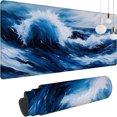 Japan Wellen Mauspad XXL 900x500x3mm, Speed Gaming Mousepad, Schreibtischunterlage mit Rutschfester Gummibasis, Großer Erweiterter Schreibtisch Schutz Mauspad, Gaming Zubehör für Zimmer Deko Z-391 Japan Wellen Mauspad XXL 900x500x3mm, Speed Gaming Mousepad, Schreibtischunterlage mit Rutschfester Gummibasis, Großer Erweiterter Schreibtisch Schutz Mauspad, Gaming Zubehör für Zimmer Deko Z-391 von Shozhoo