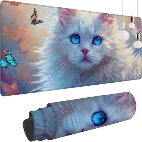 Katze Schmetterling Mauspad XXL 800x300x3mm, Speed Gaming Mousepad, Schreibtischunterlage mit Rutschfester Gummibasis, Großer Schreibtisch Schutz Mauspad, Gaming Zubehör für Office Zimmer Deko Z-344 Katze Schmetterling Mauspad XXL 800x300x3mm, Speed Gaming Mousepad, Schreibtischunterlage mit Rutschfester Gummibasis, Großer Schreibtisch Schutz Mauspad, Gaming Zubehör für Office Zimmer Deko Z-344 von Shozhoo