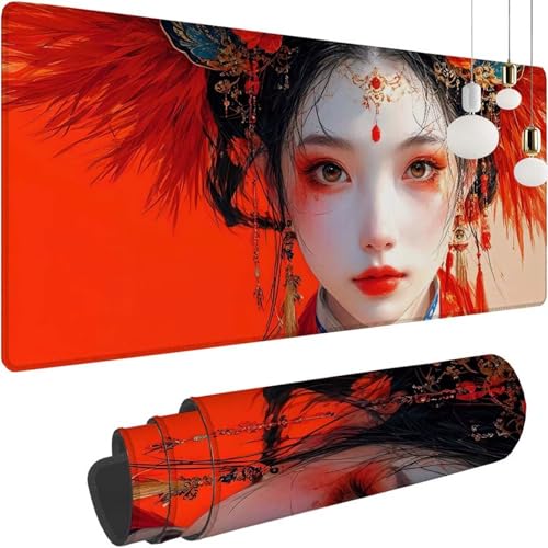 Rot Frau Mauspad XXL 900x500x3mm, Speed Gaming Mousepad, Schreibtischunterlage mit Rutschfester Gummibasis, Großer Erweiterter Schreibtisch Schutz Mauspad, Gaming Zubehör für Office Zimmer Deko Z-216 Rot Frau Mauspad XXL 900x500x3mm, Speed Gaming Mousepad, Schreibtischunterlage mit Rutschfester Gummibasis, Großer Erweiterter Schreibtisch Schutz Mauspad, Gaming Zubehör für Office Zimmer Deko Z-216 von Shozhoo