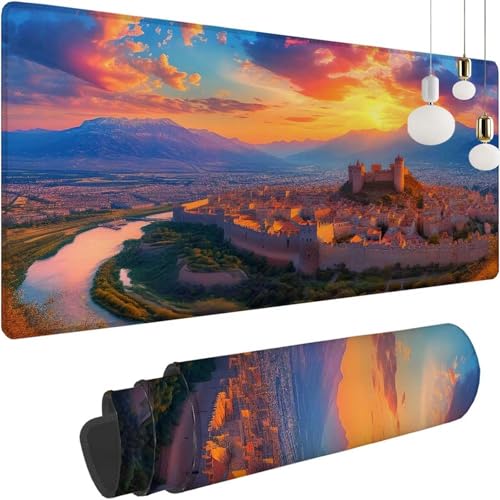 Sonnenuntergang Stadt Mauspad XXL 900x500x3mm, Speed Gaming Mousepad, Schreibtischunterlage mit Rutschfester Gummibasis, Großer Schreibtisch Schutz Mauspad, Gaming Zubehör für office Zimmer Deko Z-302 Sonnenuntergang Stadt Mauspad XXL 900x500x3mm, Speed Gaming Mousepad, Schreibtischunterlage mit Rutschfester Gummibasis, Großer Schreibtisch Schutz Mauspad, Gaming Zubehör für office Zimmer Deko Z-302 von Shozhoo