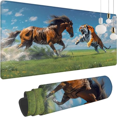 Tiger Pferd Mauspad XXL 700x300x3mm, Speed Gaming Mousepad, Schreibtischunterlage mit Rutschfester Gummibasis,Großer Erweiterter Schreibtisch Schutz Mauspad,Gaming Zubehör für office Zimmer Deko Z-298 Tiger Pferd Mauspad XXL 700x300x3mm, Speed Gaming Mousepad, Schreibtischunterlage mit Rutschfester Gummibasis,Großer Erweiterter Schreibtisch Schutz Mauspad,Gaming Zubehör für office Zimmer Deko Z-298 von Shozhoo