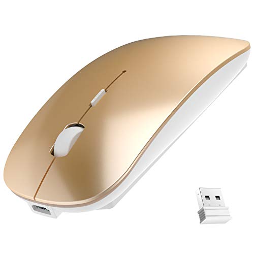 Ultradünne 2.4G Office Wireless Mouse Mute Charging Mouse Notebook Home Mouse with USB Receiver Compatible for Notebook, PC, Laptop, Computer, MacBook (Gold) von ShuJieTu