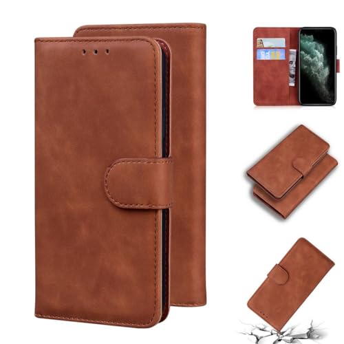 ShuiSu Veganes Leder Wallet Case für Apple iPhone 11 Pro Max, Schutzhülle Flip Cover mit angenehmem Material, Dual-Magnetverschluss, Ständerfunktion, Kartenfächer (TG1) - Braun von ShuiSu