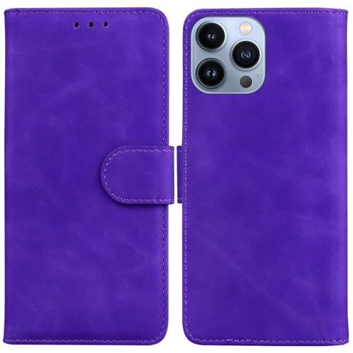 ShuiSu Veganes Leder Wallet Case für Apple iPhone 14 Pro, Schutzhülle Flip Cover mit angenehmem Material, Dual-Magnetverschluss, Ständerfunktion, Kartenfächer (TG1) - Lila von ShuiSu