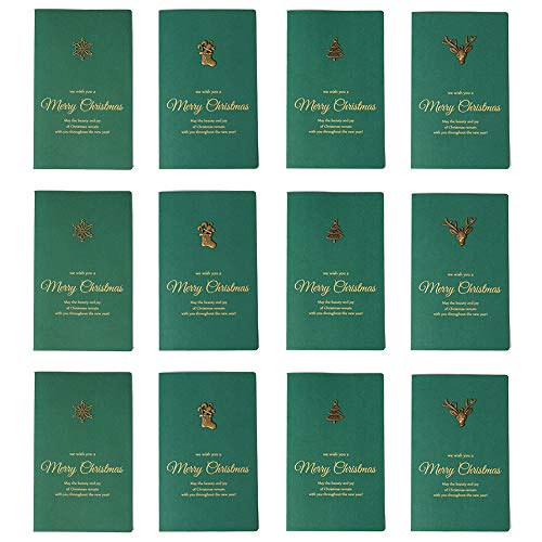 Shulaner 12 Stück Blanko Vintage Weihnachtskarten mit Umschläge set, Frohe Weihnachten, Frohes Fest, Vintage Merry Christmas Greeting Card grußkarten weihnachten geschäftlich von Shulaner