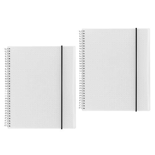 Shulaner Spiralblock A4 Dotted 80 Blatt, PP mattiert Spiral Notebook A4 Dotted Notizbuch Spiralbindung Notizbücher mit Elastischer Gürtel - 2 Stück von Shulaner