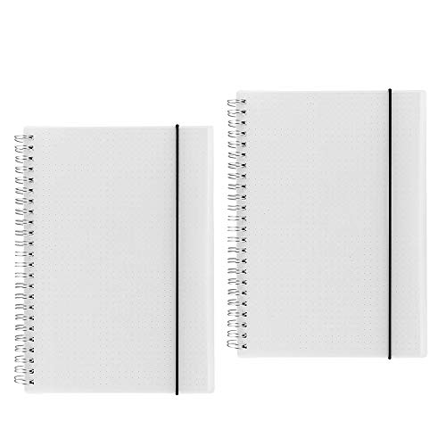 Shulaner Spiralblock A5 Dotted, Spiral Notizbuch A5 Notebook Dotted, 80 Blatt, PP mattiert Spiralbindung Notebook Spiralnotizbuch mit elastischer Gürtel - 2 Stück von Shulaner