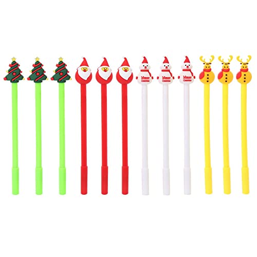 Shulaner Weihnachten Stifte Gel Ink Pen 0,5 mm schwarzer Tinte Weihnachten Weihnachtsmann/Weihnachtsbäume/Elch/Schneemann Gelschreiber für Weihnachten Geschenk Pack von 12 von Shulaner