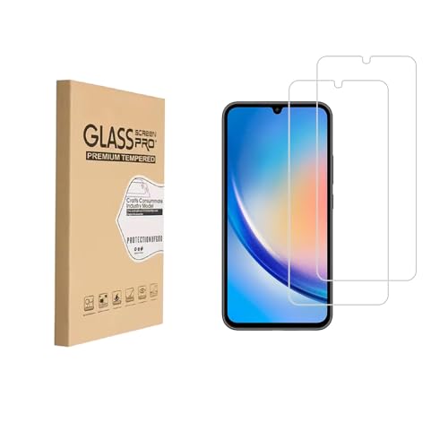 (2 Pack) Entwickelt für Samsung Galaxy A34 5G Displayschutz aus gehärtetem Glas 9H Anti-Scratch HD Clear Bubble Free von Shunwige