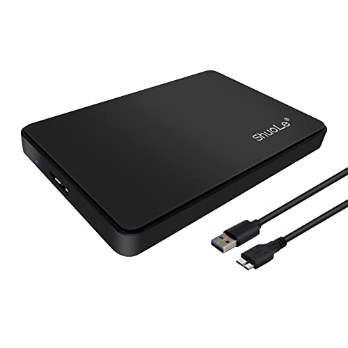 ShuoLe 2,5 Zoll USB 3.0 SATA HDD Gehäuse für 2,5 Zoll 7 mm 9,5 mm HDD SSD (Micro-USB 3.0 A, schwarz) von ShuoLe