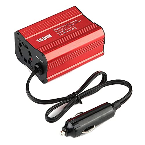 Wechselrichter Auto,Wechselrichter für Fahrzeuge 150W Auto Wechselrichter 12V Runde 110V / 220V Autoladegerät Boost(Red12V 220V-150W) von Shupiquant