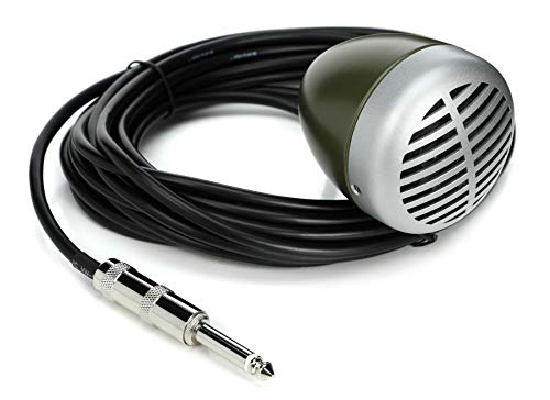 Shure 520DX "Green Bullet" Dynamisches Mikrofon für Blues-Harmonica-Player, Omnidirectional-Aufnahmemuster, Lautstärkeregler, angebrachtes Kabel mit 1/4-Zoll von Shure