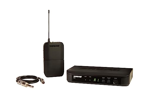 Shure BLX14 UHF Wireless System für Gitarre und Bass - 14 Stunden Batterielaufzeit, 100m Reichweite | Enthält 1/4" Klinkenkabel für Instrumente und Single-Channel-Empfänger | T11 Band von Shure