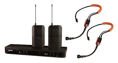 Shure BLX188/SM31 UHF Wireless Mikrofonsystem - Perfekt für Fitness, Aerobic - 14-Stunden-Batterielaufzeit, 100m Reichweite | Enthält (2) Fitness-Headset-Mikrofone, Dual-Channel-Empfänger | S8 Band von Shure