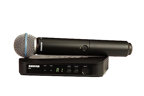 Shure BLX24/B58 UHF Wireless Mikrofonsystem - Perfekt für Kirche, Karaoke - 14-Stunden Akkulaufzeit, 100m Reichweite | Beinhaltet BETA 58A Handheld Vocal Mikrofon, Single Channel Empfänger | M17 Band von Shure