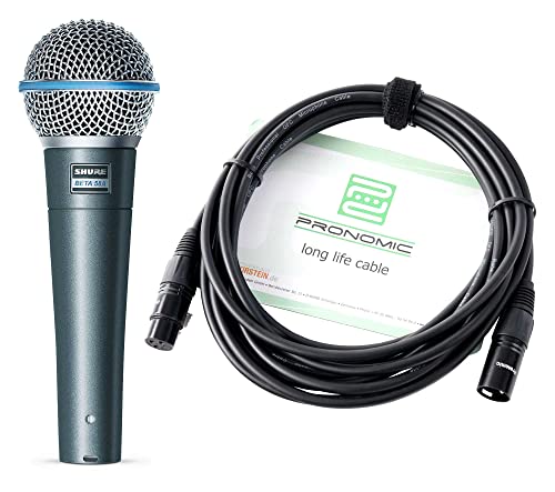 Shure Beta 58A Mikrofon Set - Gesangmikrofon mit Supernierencharakteristik - Übertragungsbereich: 50-16.000 Hz - Luftgefederter Erschütterungsabsorber - inklusive XLR-Kabel mit 5m Länge von Shure