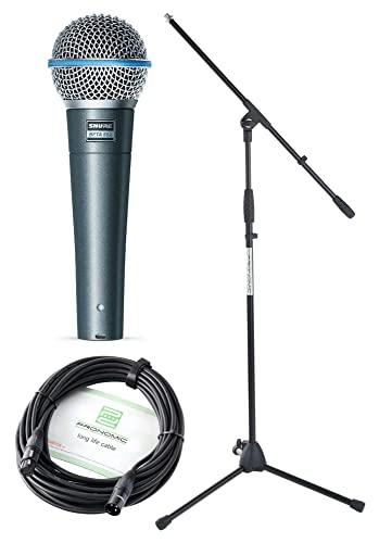Shure Beta 58A Mikrofon Set - Supernierencharakteristik - Übertragungsbereich: 50-16.000 Hz - Optimierter Übertragungsbereich für exzellente Gesangsqualität - Set inklusive Kabel und Stativ von Shure