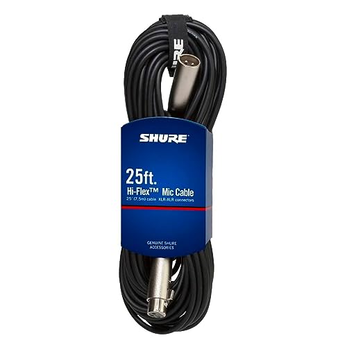 Shure C25J Hi-Flex-Kabel mit Chrom-XLR-Steckern, 7,6 m, Schwarz von Shure