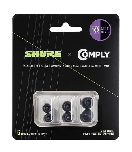 Shure EACYF1-6KIT Comply 100 Serie schwarzer Schaum, Kit, 6 Pack von Shure